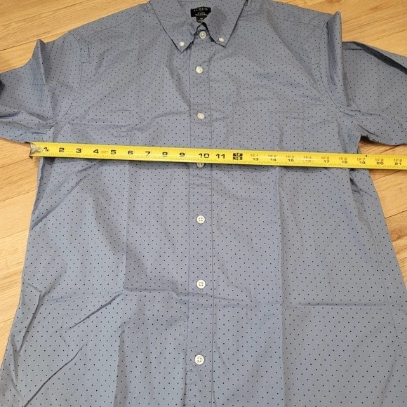 New J.Crew Factory Slim Untucked Flex Washed Dotted Blue Black Button Down - Picture 3 of 9